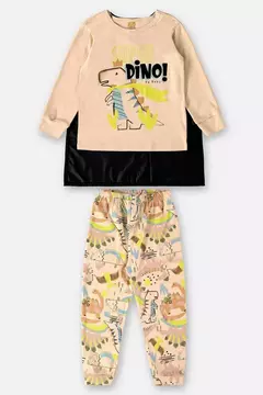 UP BABY - PIJAMA ESTAMPADO EM SUEDINE INFANTIL MENINO (BEGE) na internet