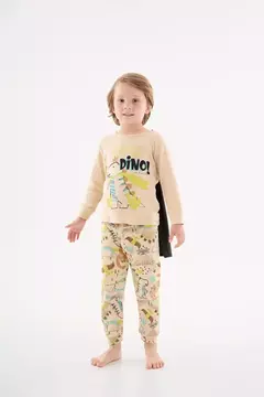 UP BABY - PIJAMA ESTAMPADO EM SUEDINE INFANTIL MENINO (BEGE)