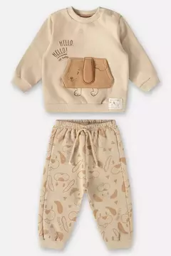 UP BABY - CONJUNTO BLUSÃO E CALÇA BEBÊ MENINO (BEGE) - comprar online