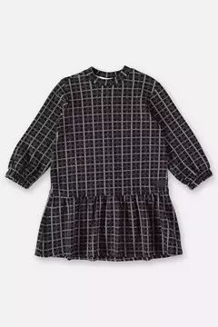 UP BABY - VESTIDO XADREZ EM JACQUARD INFANTIL (PRETO) - comprar online