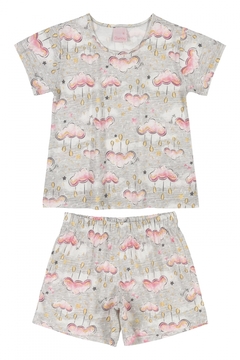 Quimby - Pijama Infantil Curto Feminino (Cinza) - comprar online