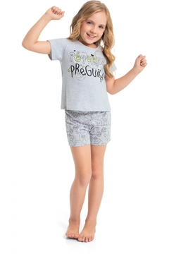 Quimby -Pijama Infantil Blusa e Short de Verão (Cinza)