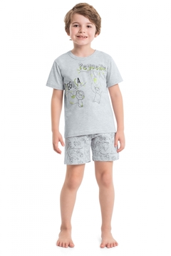 Quimby - Pijama Infantil Camiseta e Bermuda (Cinza)