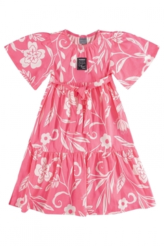 Quimby - Vestido Floral de Manga Curta Infantil (Rosa Pink) Quimby - loja online