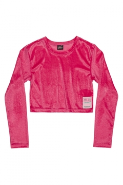 Gloss - Blusa Cropped em Malha Veludo Infantil (Rosa Pink ) - comprar online