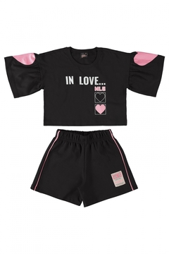 Gloss - Conjunto Feminino In Love com Blusa e Short (Preto) - comprar online