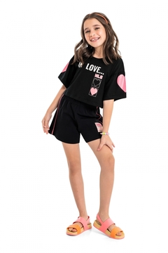 Gloss - Conjunto Feminino In Love com Blusa e Short (Preto)