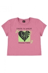 Gloss - Blusa Choose Happy de Mangas Curtas em Meia Malha (Rosa Pink) - comprar online