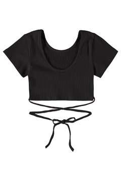 Gloss - Blusa Básica Manga Curta Cropped em Ribana - comprar online