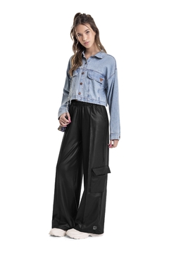 Gloss - Jaqueta Cropped Jeans Juvenil (Azul)