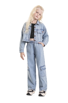 Gloss - Jaqueta Cropped Jeans Juvenil (Azul) - comprar online