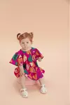 Málagah - Vestido Liso Babado Com Gola Estampada