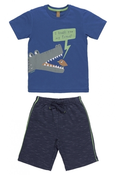 Up Baby -Conjunto Infantil Camiseta e Bermuda (Azul) - comprar online