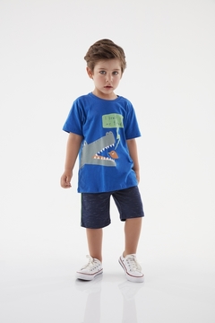 Up Baby -Conjunto Infantil Camiseta e Bermuda (Azul)