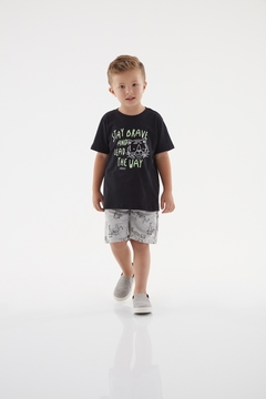 Up Baby - Conjunto Camiseta e Bermuda Estampa Menino (Preto)