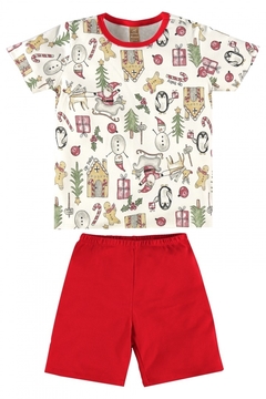 Up Baby -Pijama Camiseta E Bermuda Natal Infantil - comprar online