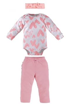 Up Baby - Kit de 3 Peças com Faixa e Body Manga Longa e Calça em Ribana (Rosa na internet