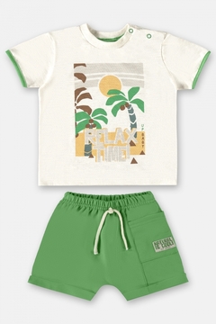 UP BABY - CONJUNTO MENINO CAMISETA E BERMUDA (OFF WHITE) - comprar online