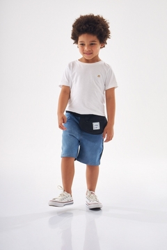 UP BABY - BERMUDA JEANS COM MOLETOM E POCHETE INFANTIL (AZUL)