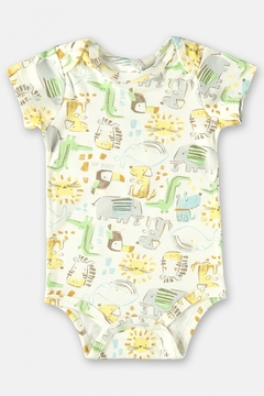 UP BABY - BODY MANGA CURTA EM SUEDINE PARA BEBÊ MENINO (OFF WHITE)