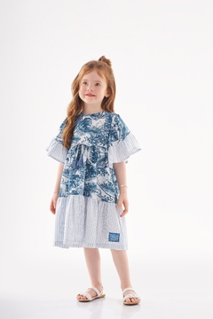 UP BABY- VESTIDO INFANTIL EM TECIDO VOIL (AZUL)