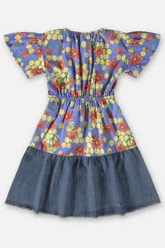 UP BABY - VESTIDO INFANTIL EM TRICOLINE (AZUL) na internet