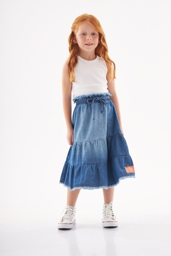 UP BABY - SAIA MIDI EM JEANS INFANTIL (AZUL)