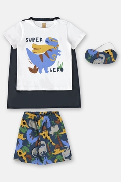 Up Baby - Pijama Camiseta com Capa e Bermuda Infantil para Meninos na internet