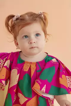 Málagah - Vestido Liso Babado Com Gola Estampada - comprar online