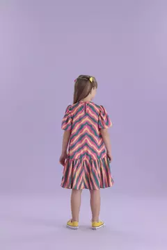 Málagah - Vestido Manga Curta Estampado Com Babados - comprar online