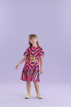 Málagah - Vestido Manga Curta Estampado Com Babados