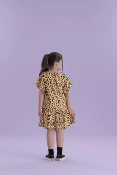 Málagah - Vestido Manga Curta Estampado Fluido - comprar online