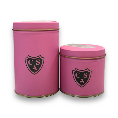 SET LATAS ROSA YERBERA Y AZUCARERA GRABADA SARMIENTO