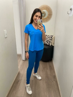 Legging eterna cós sustentação azul clássico Alto Giro