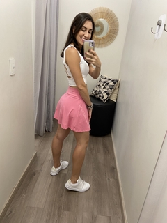 Short saia com silk rosa na internet