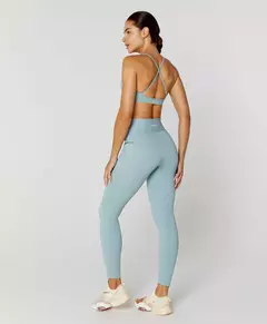 Legging com bolso de ziper cinza azulado Alto Giro