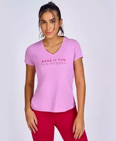 T-shirt skin fit make it fun rosa Alto Giro - comprar online