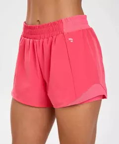 Short sobreposto com recortes de tule rosa camélia Alto Giro - loja online