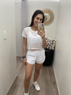 Short duplo de corrida básico branco Obbia - comprar online