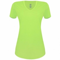 T-shirt skin fit alongada gola v verde lima Alto Giro - Loja Espaço Fitness