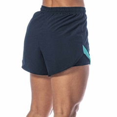 Short runner com bermuda interna azul marinho Poker - Loja Espaço Fitness