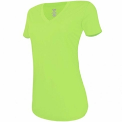 T-shirt skin fit alongada gola v verde lima Alto Giro - loja online