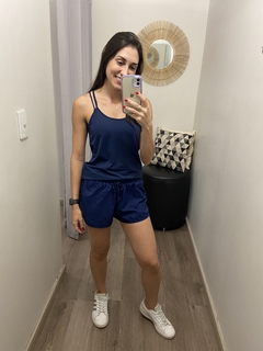 Short duplo de corrida básico azul marinho Obbia