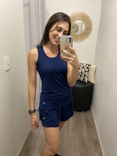 Short tela com bermuda interna azul marinho Poker