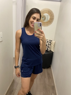 Short tela com bermuda interna azul marinho Poker - comprar online