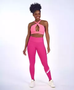 Legging hyper assimétrica rosa Alto Giro