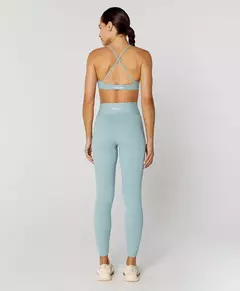 Legging com bolso de ziper cinza azulado Alto Giro - Loja Espaço Fitness