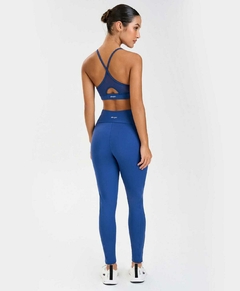 Legging hyper com recortes e tule azul Alto Giro - comprar online