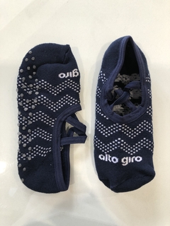 Meia esportiva elástico antiderrapante feminina azul marinho Alto Giro