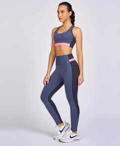 Legging recorte de suplex com elástico cinza Alto Giro